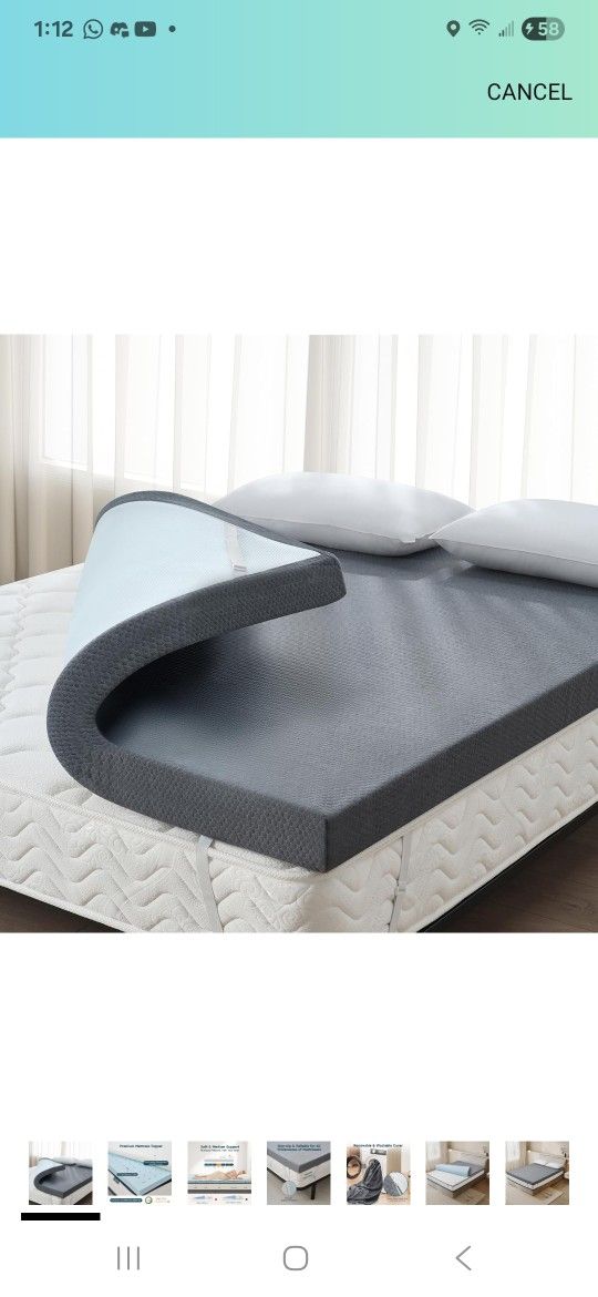 3 Inch King Size Memory Foam Mattress Topper, Cooling Gel Bed Topper with Premium Removable Skin-Friendly Non-Slip Cover, High Density Ventilated Matt