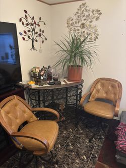 Steel Bar (wine Holder) And 2 Vintage Stools