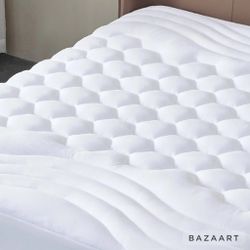 Bedsure Waterproof Quilted Mattress Pad Breathable Deep Pocket Up To 22” White