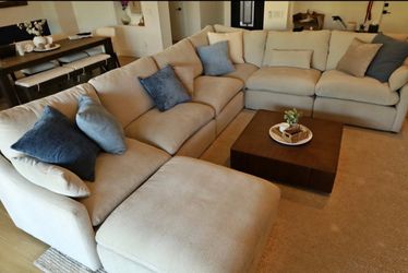 Large Cream Modular Sectional Sofa