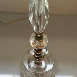 1940s Block Crystal Glass Boudoir Table Lamp
