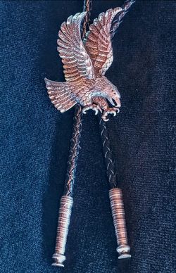 Vintage 1989 EGE Pewter Eagle Bolo Tie Necktie