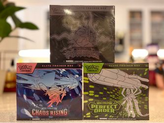 Pokémon Mega Evolution ETB Bundle (Perfect Order, Chaos Rising, Pitch Black)
