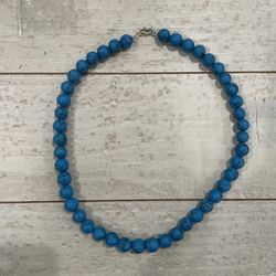 Brand New Blue Turquoise Beaded 18” Sterling Silver Necklace 