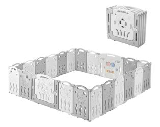 14 Panel Baby Playpen Foldable Safety Play Yard with Gate Activity Center