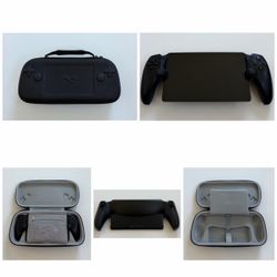 PlayStation Portal Remote Player - Midnight Black in great condition with protective carrying case, tempered glass screen protector & charging cable f