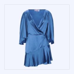 Free People Short 100% Silk Dress Blue XS/S(2/4) Size