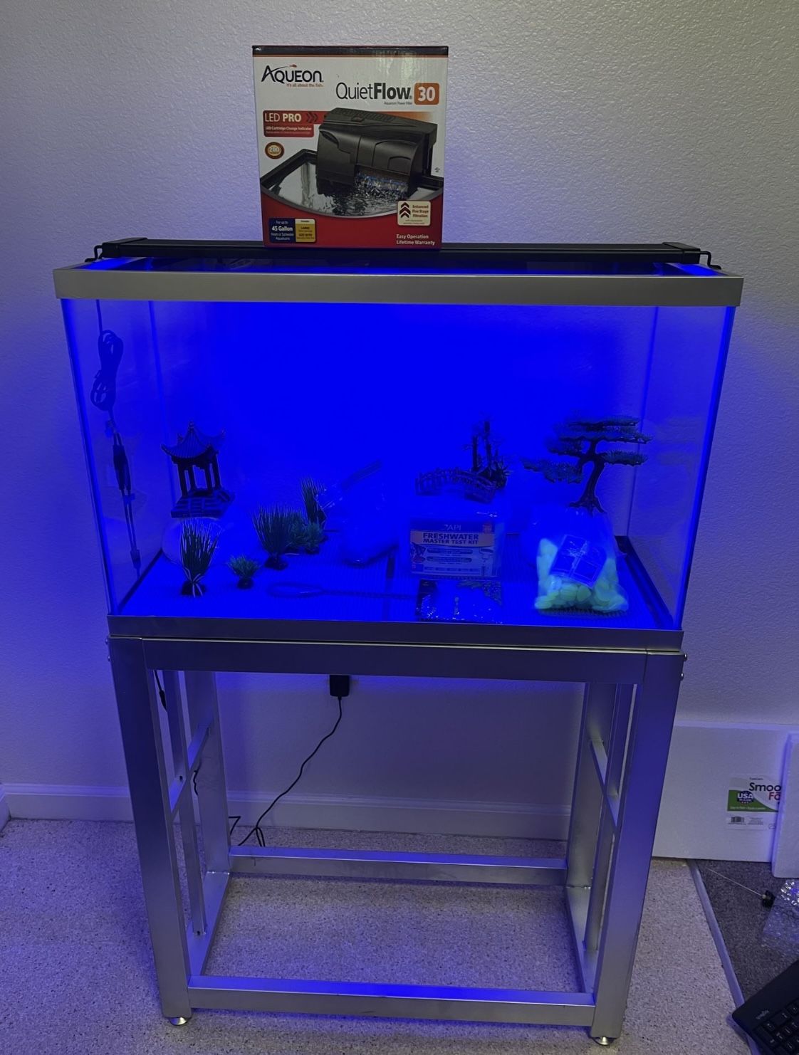 New 30Gal Tall FishTank with Stand, LED Light, & full Set-Up!