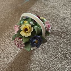 Aynsley Fine Bone China Flower Basket Hand Painted England Vintage 