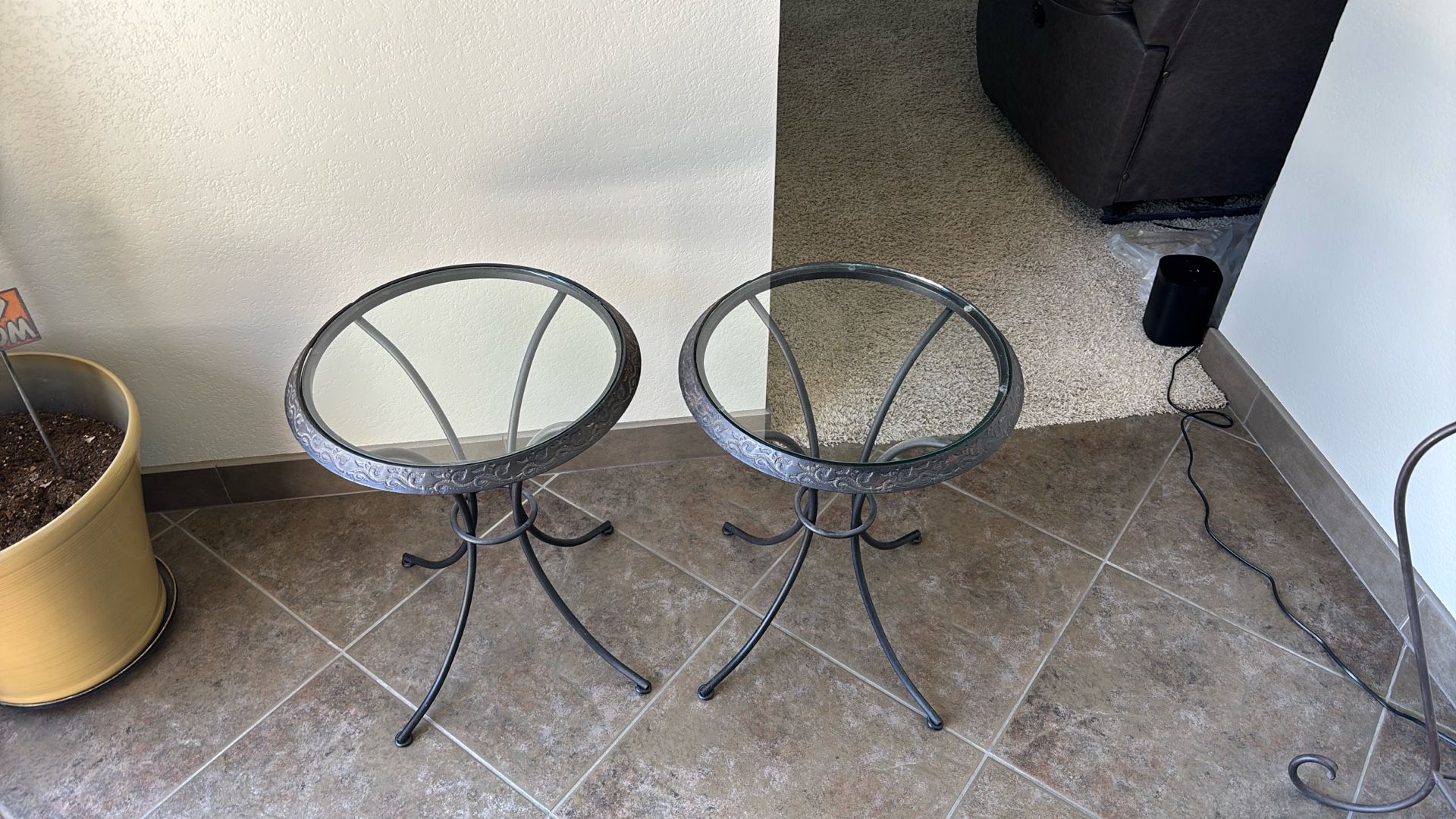 Metal And Glass End Tables