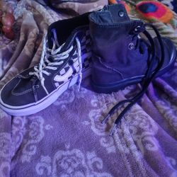 2 Pairs Of High Top Kids Childrens Shoes Boots Lot Of 4 For $10 Vans