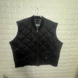 Dickies Quilted Black Work Vest 3XL Heavyweight Lined Zip Jacket Mens 3X