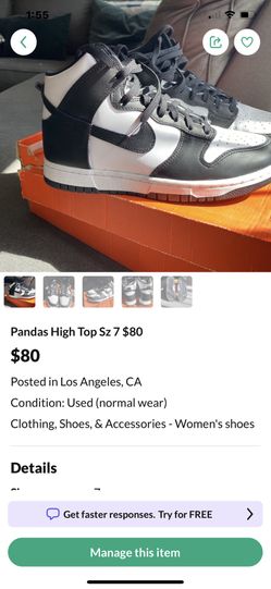 Panda Highs Sz7 $60 Obo