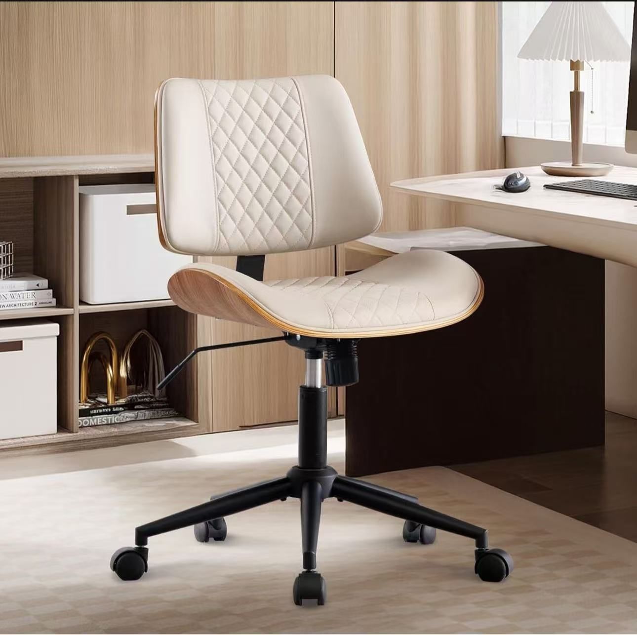 Home Office Chair No Arms with Wheels, Armless Small Desk Chair