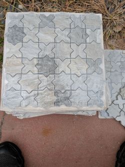 Mosaic tile grey marble backsplash
