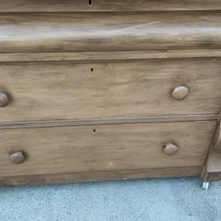 Beautiful Vintage Wood Dresser On Wheels