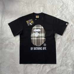 Bape Mono Plaid Graphic Black Tee