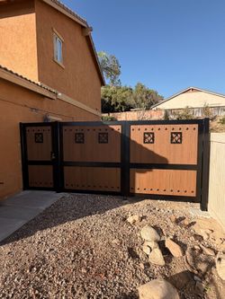 Composite wood fence gate wrought iron