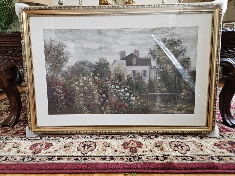 InSimSea Framed Canvas Wall Art 24x36, The Artist's Garden in Argenteuil