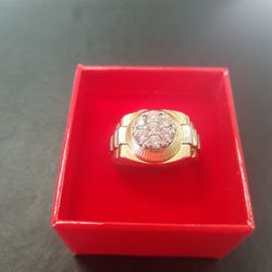 Mens Ring Rolex 14K 12.0G 0.7 Karat Natural Diamonds 