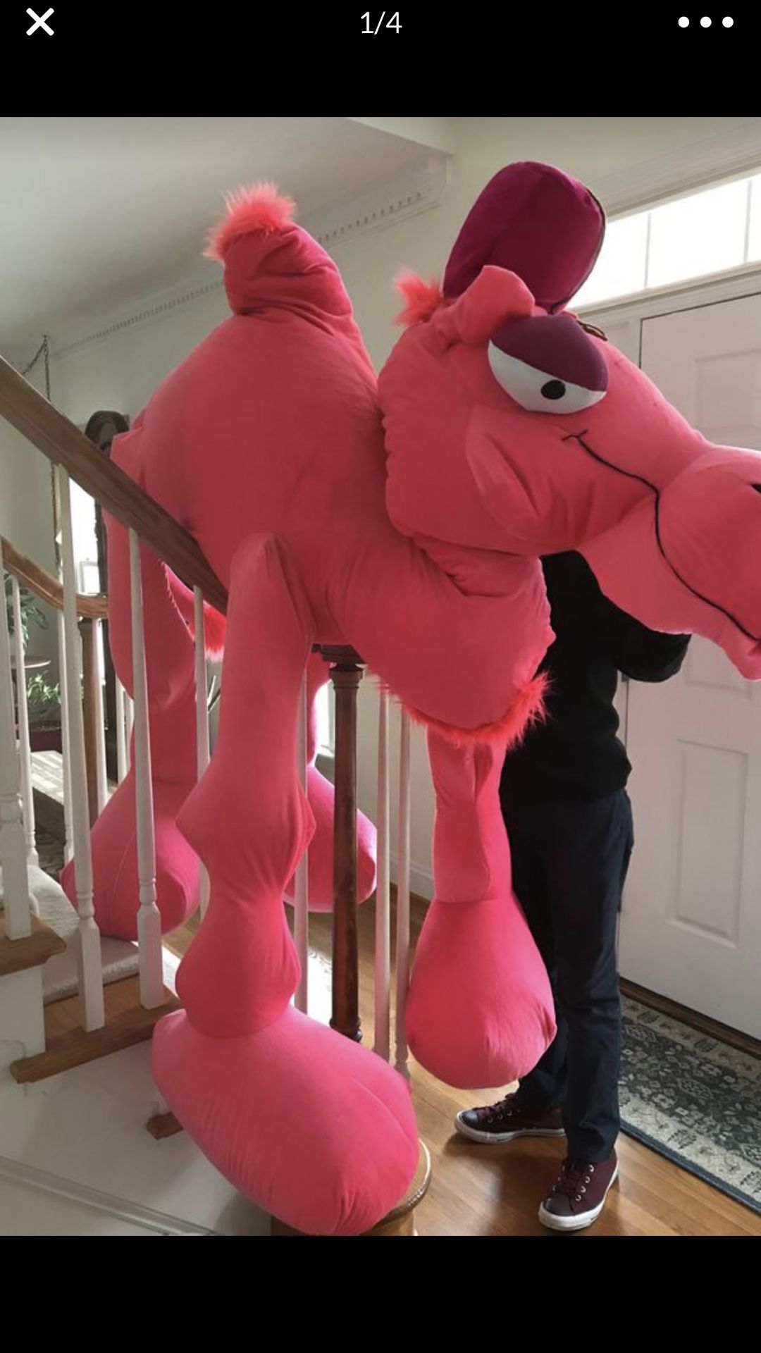 Very large pink stuffed plush camel animal