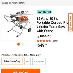 Ridgid Table Saw 