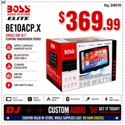 Boss Single Din Floating 10" Touchscreen Apple Carplay Android Auto Bluetooth USB Am Fm BE10ACP.X 🚨 Payment Options Available 🚨 No Credit Needed 🚨
