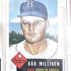 Topps 221 Bob Milliken 1953 Dodgers Good Condition/Not Mint