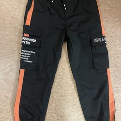 SHEIN Black & Orange Cargo Jogger Size XL