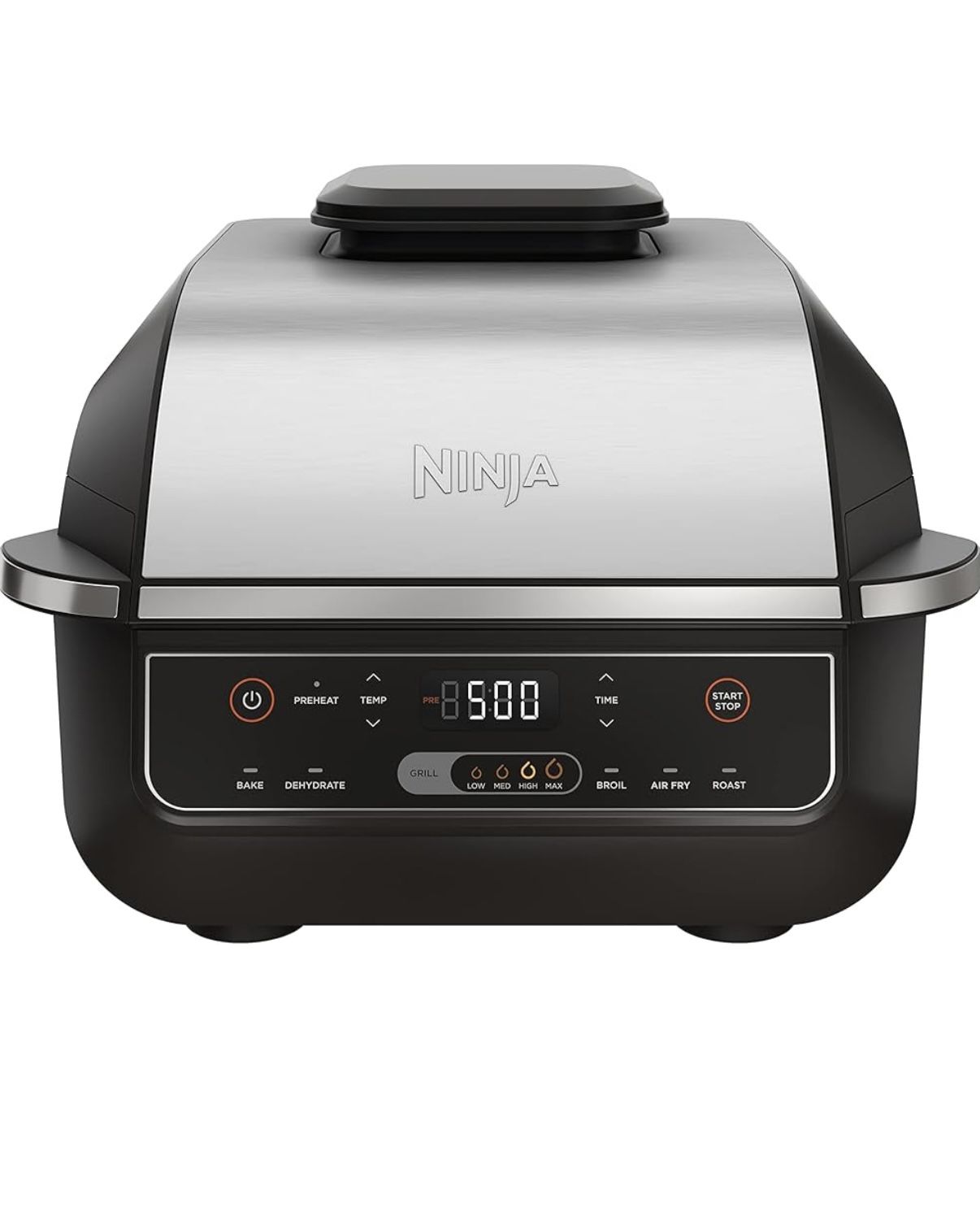 Ninja EG201 Foodi 6-in-1 Indoor Grill with Air Fry, Roast, Bake, Broil, & Dehydrate, 2nd Generation, Dishwasher Safe, Black/Silver