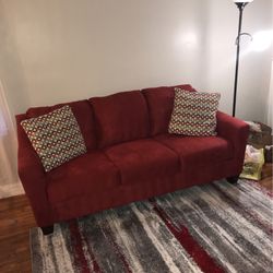 Red Suede Sofa 