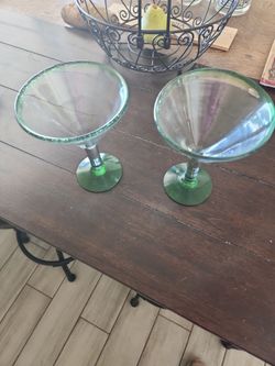 Hand blown glass martini set
