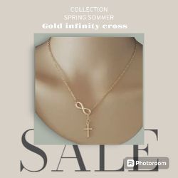 Woman's Infinity Cross Pendant Gold & Silver Plated