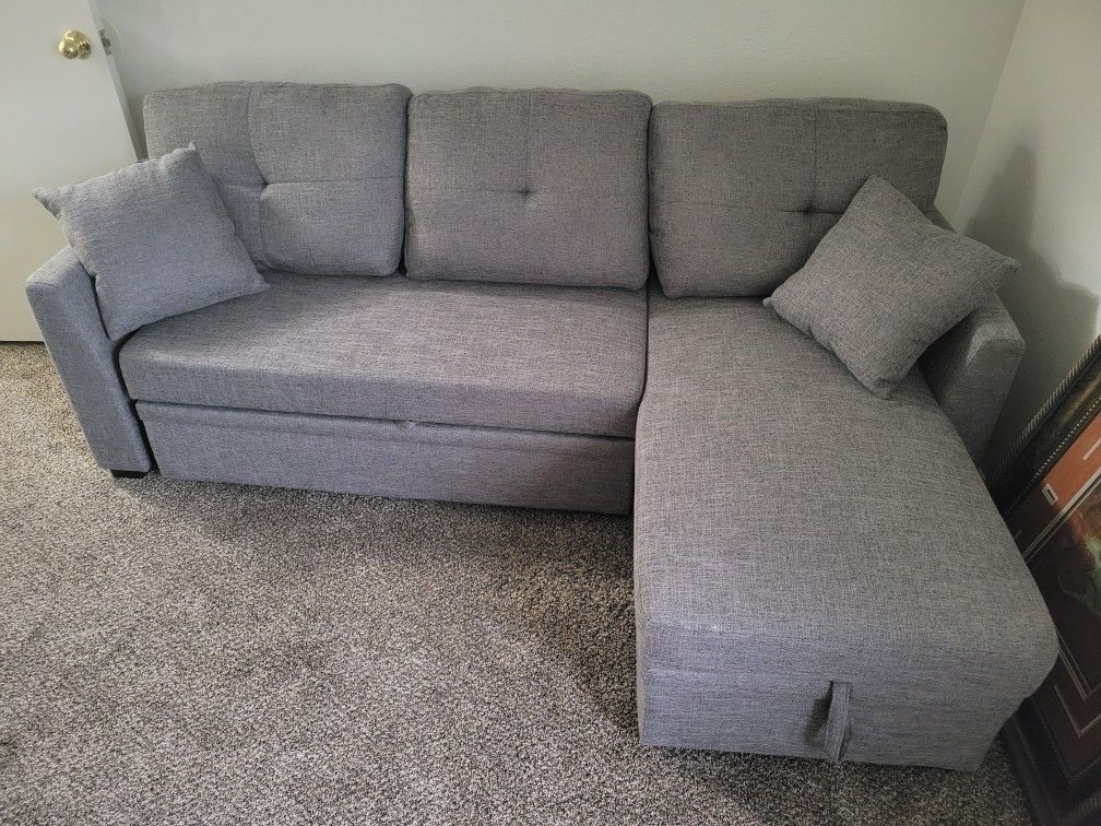 Sofa Bed , Anaheim 85" Upholstered Sleeper Sofa , Gray  