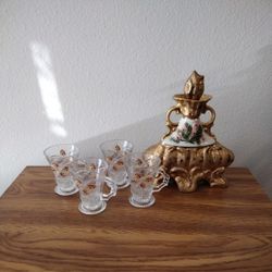 1972 Sealed Jim Beam Decanter W/4 Alpine Cuisine Cups