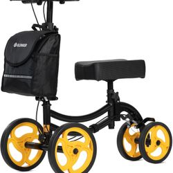 ELENKER Deluxe Steerable Knee Walker with 10" Front Wheels – Medical Scooter for Foot Injuries, Broken Ankle, Compact Crutch Alternative, Black