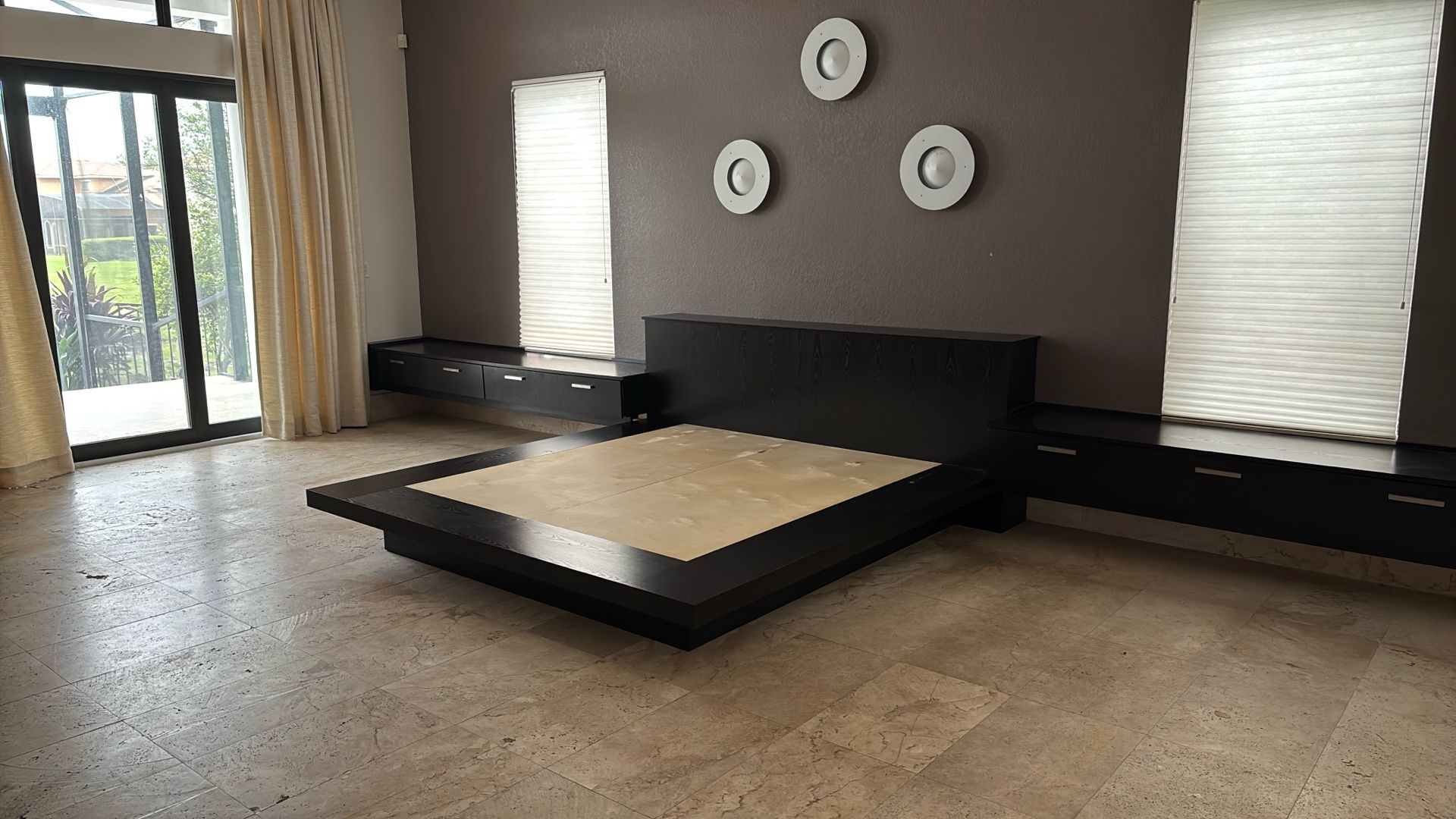 Built In King size bedroom Set With Fridge