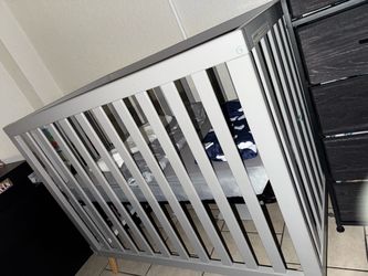 Gray Wood Baby Crib