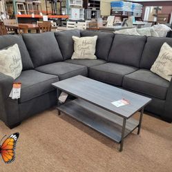 Lucina Charcoal Sectional Sofa Couch With İnterest Free Payment Options 