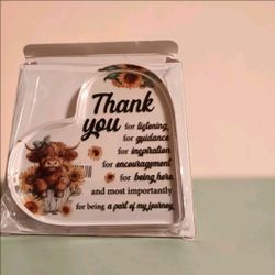 2D Mother's Day Heart Shaped Acrylic Plaque Highland Cow Thank You Decor Gift