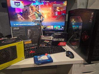Gaming PC computer AMD Ryzen 5 32gb ram 500gb ssd Radeon RX6600 8gb ddr6 water cooler ASUS X570 windows 11 wifi fast! Must see!