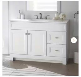 Sedgewood 49 in. Single Sink Freestanding White Bathroom Vanity with Arctic Solid Surface Top (Assembled)