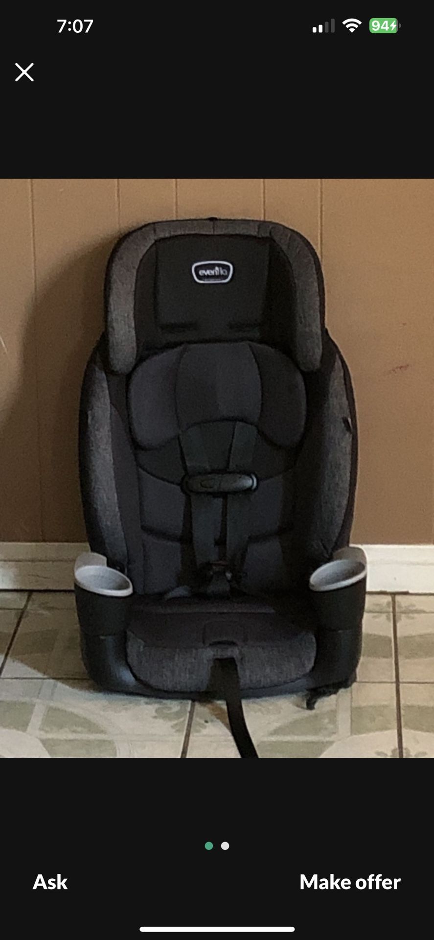 LIKE NEW EVENFLO MAESTRO CAR SEAT 2 IN 1