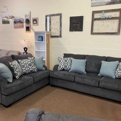 Charenton Charcoal Living Room Set /couch /Sofa and Loveseat 
