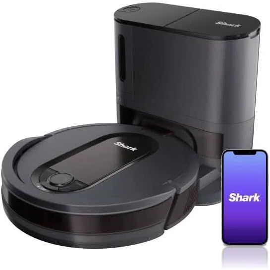 Shark RV915S Robot Vacuum with Self-Empty Base, Compatible with Alexa, Perfect for Pet Hair, Wi-Fi, Row-by-Row Cleaning, Black