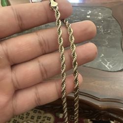 Rope Chain 22” 14K Gold Plated 