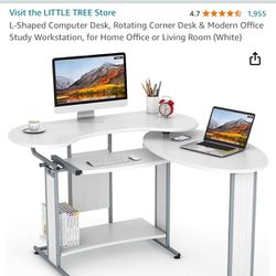 L-Shaped Computer Desk, Rotating Corner Desk & Modern Office Study Workstation, for Home Office 
