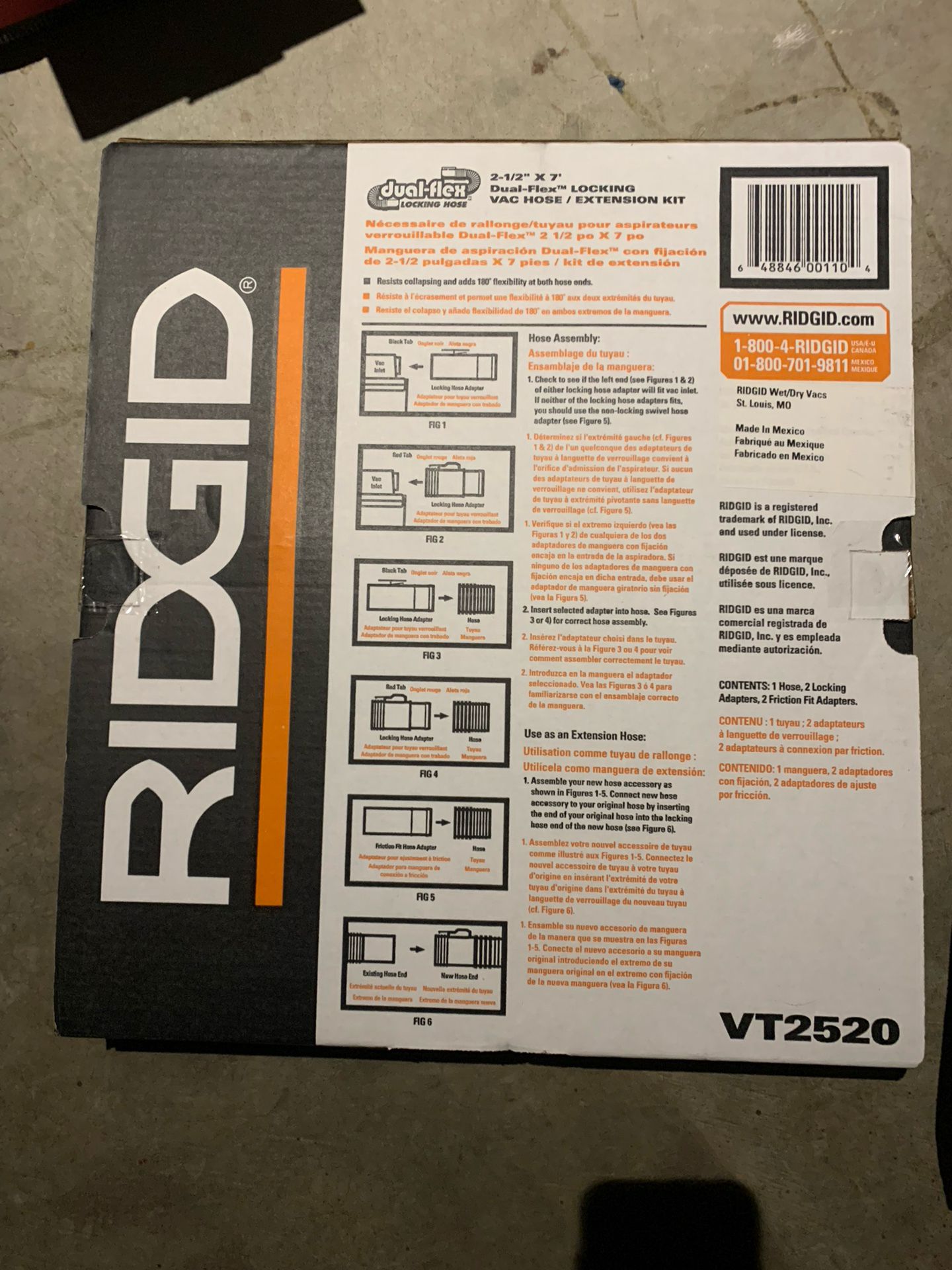 Rigid 2-1/2” X 7’ Hose Extension Kit