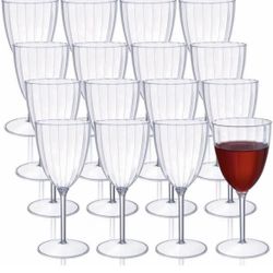 HyHousing 7.9 Oz Clear Plastic Wine Glasses 16 Pack, Hard Disposable Plastic Drink Glasses Ideal for Home Daily Life Party Wedding Toasting