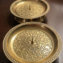 Mid Century Brass Candle Holders